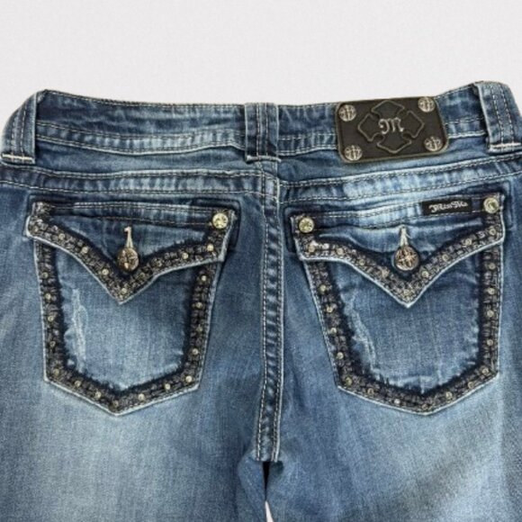 Miss Me Embellished Medium Wash Boot Cut Jeans Size 29 - Picture 7 of 11